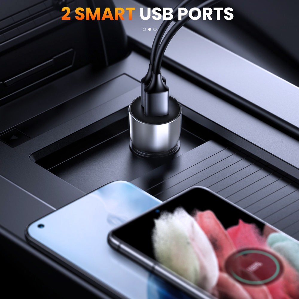 Bluetooth Fast Charging Car Dual USB Cigarette Charger Lighter Socket Adapter