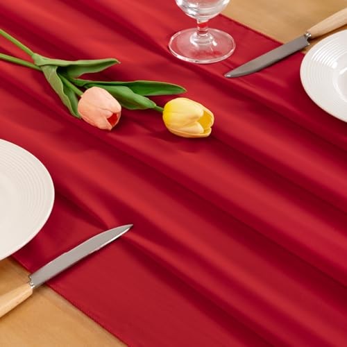 Chiffon Table Runner Easter Spring Boho Rustic 10ft 29x120 29" x 120" x1pc Red