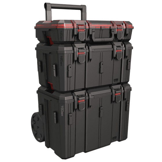 Hyper Stack Heavy Duty 3 Piece Modular Rolling Toolbox System, Black