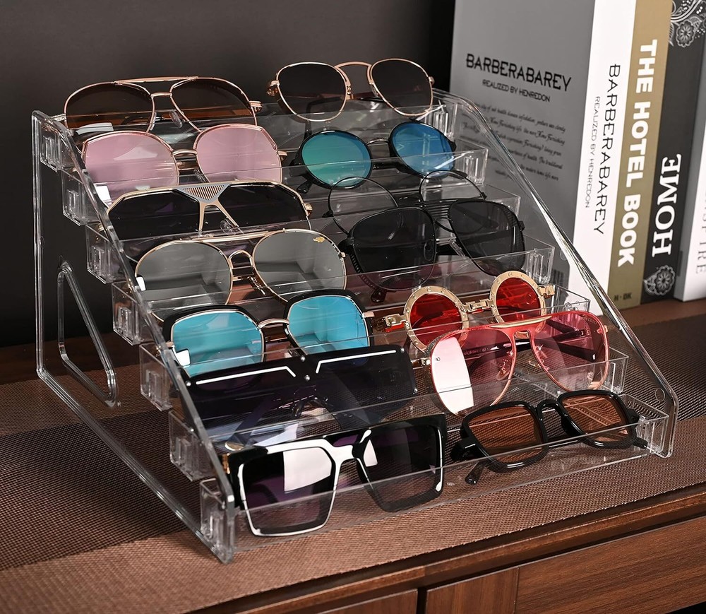 LoengMax Sunglasses Organizer - Clear Eyeglasses Display stand 7 layer, clear