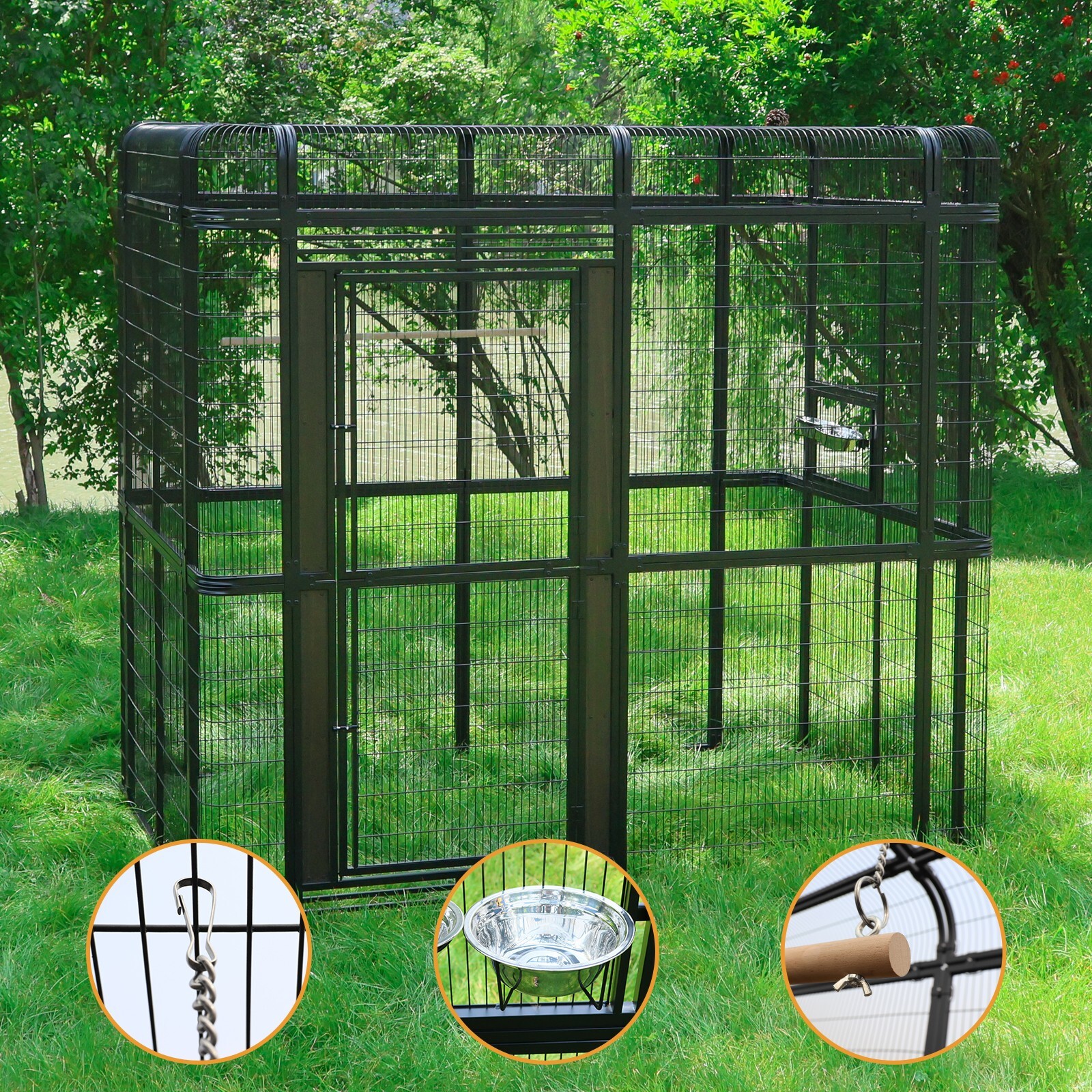 7.2ft Large Walk in Bird Cage Huge Parrot Macaw Aviary Finch Outdoor Birdcage