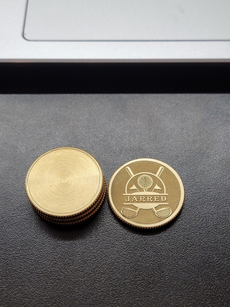 Solid Brass CNC Machined Laser Engraved Personalized Golf Ball Marker