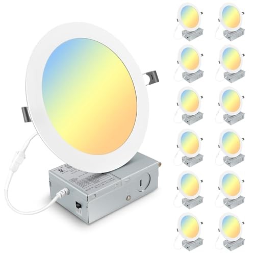 7 Inch 3CCT Ultra-Thin LED Recessed Light with Junction Box, 6 Pack