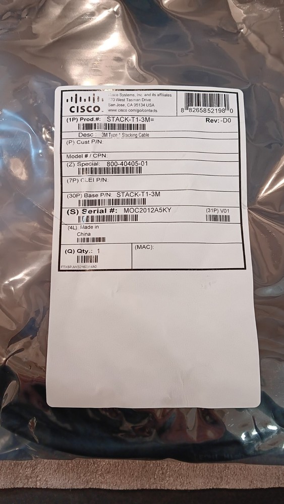 Cisco 3M STACK-T1-3M Stack Cable for Catalyst Network Switches