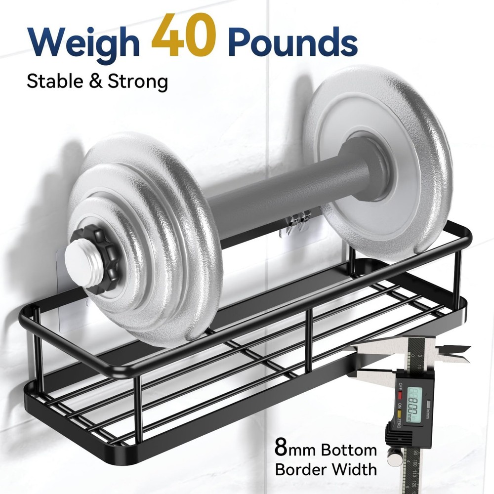 YASONIC Adhesive Shower Caddy Rustproof Shelf No Drill Black