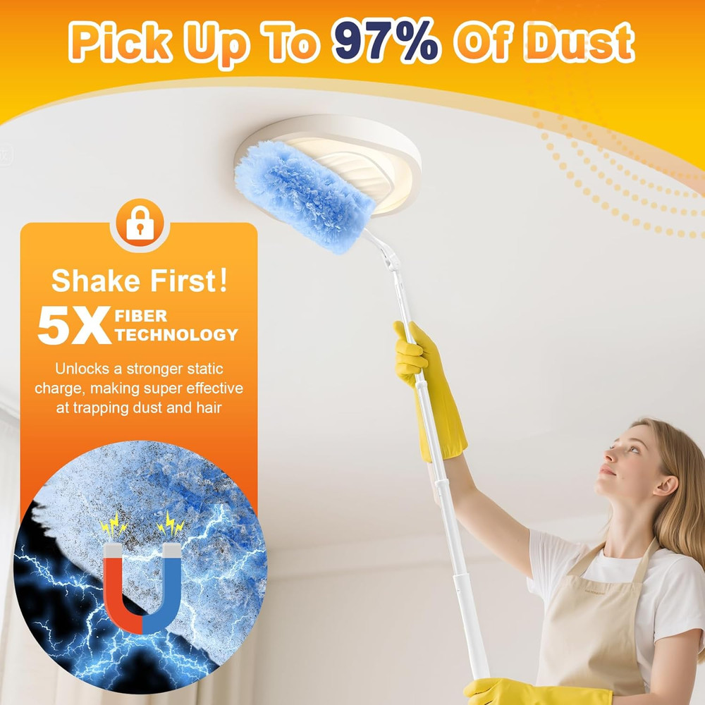 30-Pack Heavy Duty Duster Refills Compatible with Swiffer, 3FT Extendable Handle