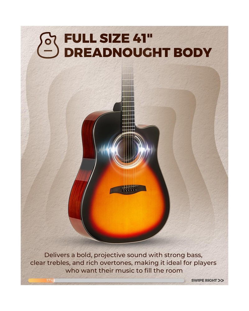 Fesley X FD60C 41" Acoustic Guitar Kit - Beginner