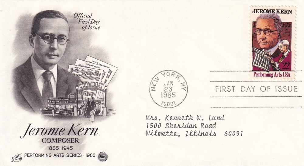 STAMP US SCOTT 2110 "Jerome Kern" 22 CENT 1985 FDC - C