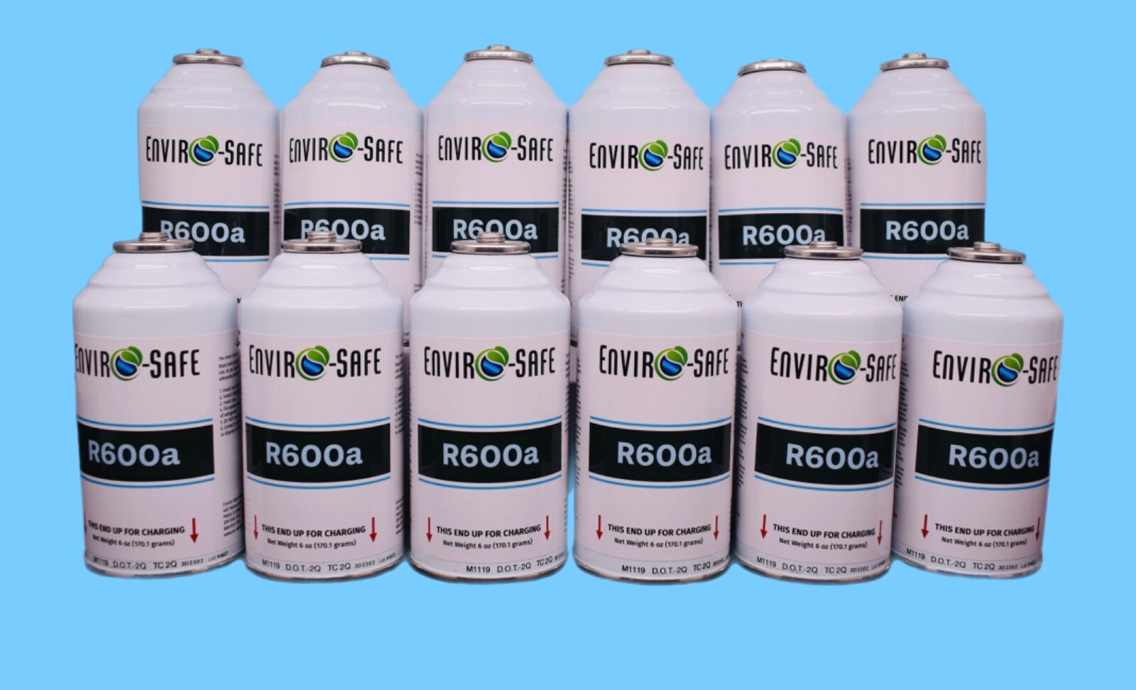 Enviro-Safe R600a Refrigerant | 12 Cans w/ Inverted Piercing | 6 oz cans