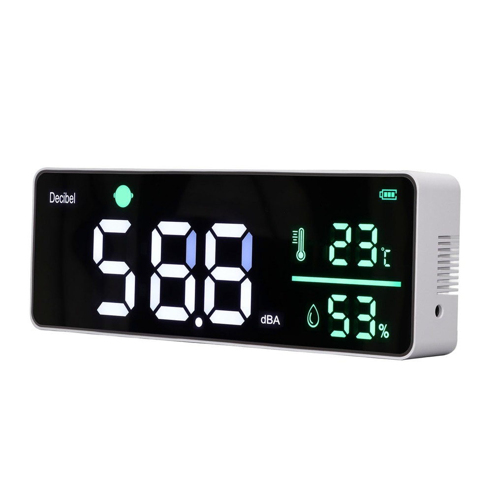 Wall Hanging Sound Level Meter 11in Large LED Screen Temperature Humidity Meter
