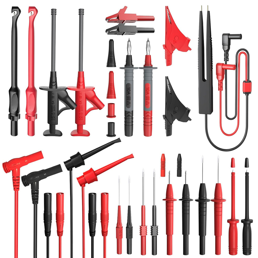 25PCS Silicone Multimeter Test Leads Kit with Replaceable Wire Piercing Probes S