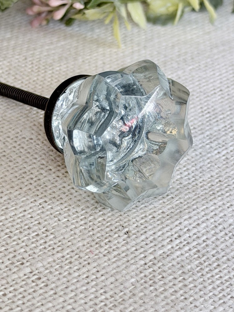 Vintage Glass Cabinet Knobs Depression Era Style Octagon Glass Pulls