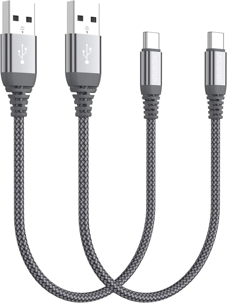 Short USB Type C Cable (2-Pack 1ft), USB A to USB C 3.1A Fast Charging Charger