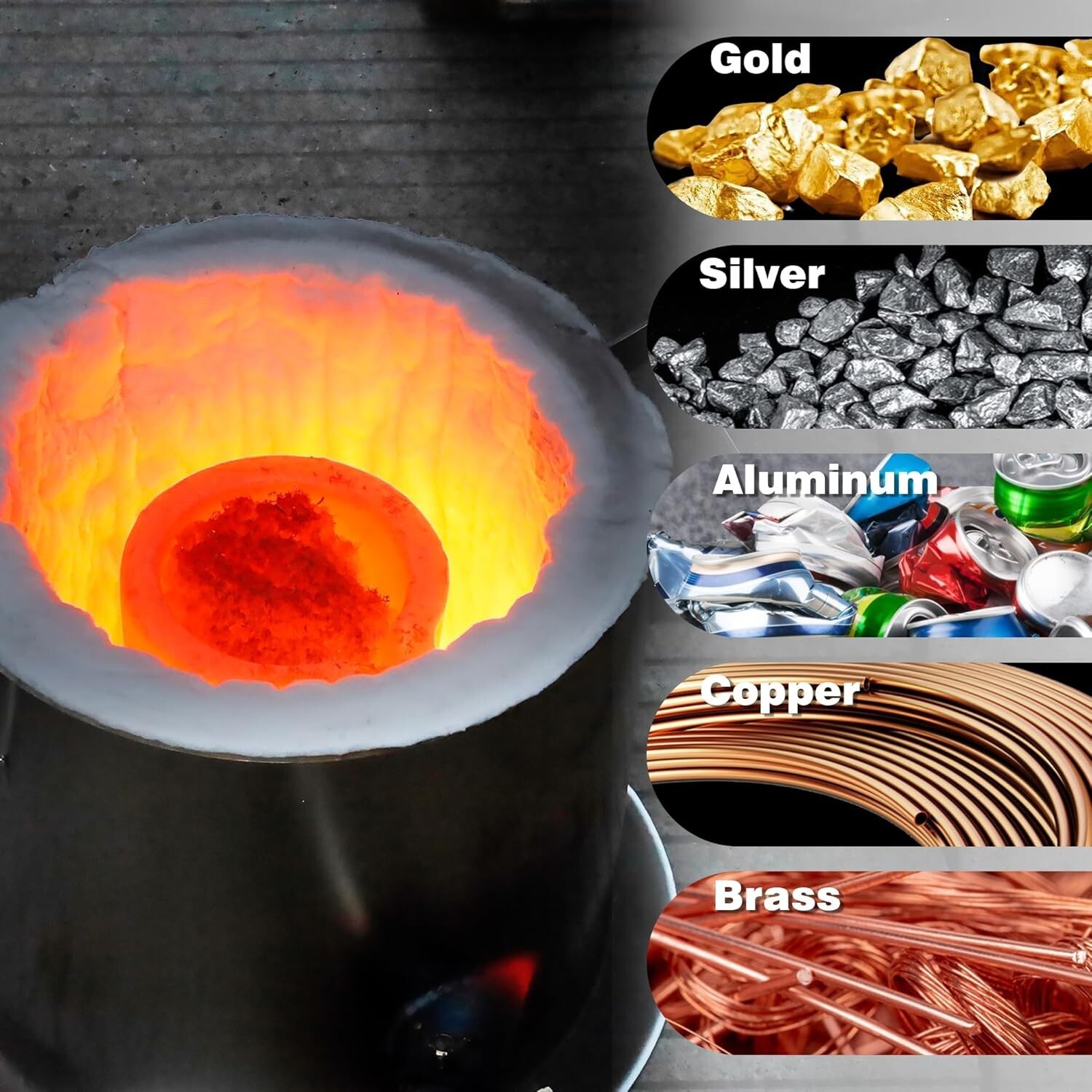 Premium Black Graphite Crucible, Silicon Carbide Clay Furnace Cup - 1800℃/3272℉