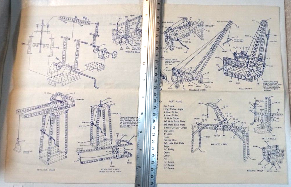 Gilbert Erector 3 Page Foldout Sheet Your Model Building Guide