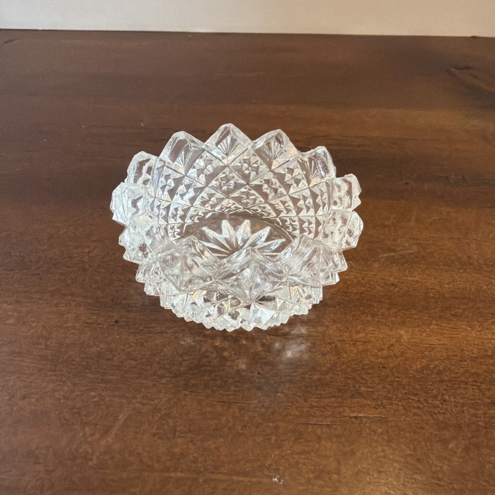 Antique Salt Cellar Cut Glass Clear