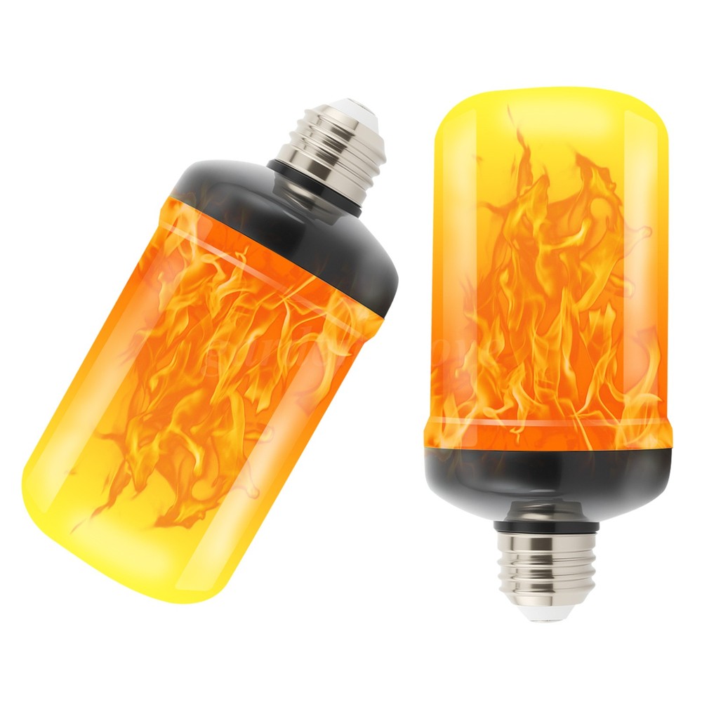 Led Flame Light Bulb, 2 Pack E26 Flickering Light Bulbs with 4 Modes, Faux Flame