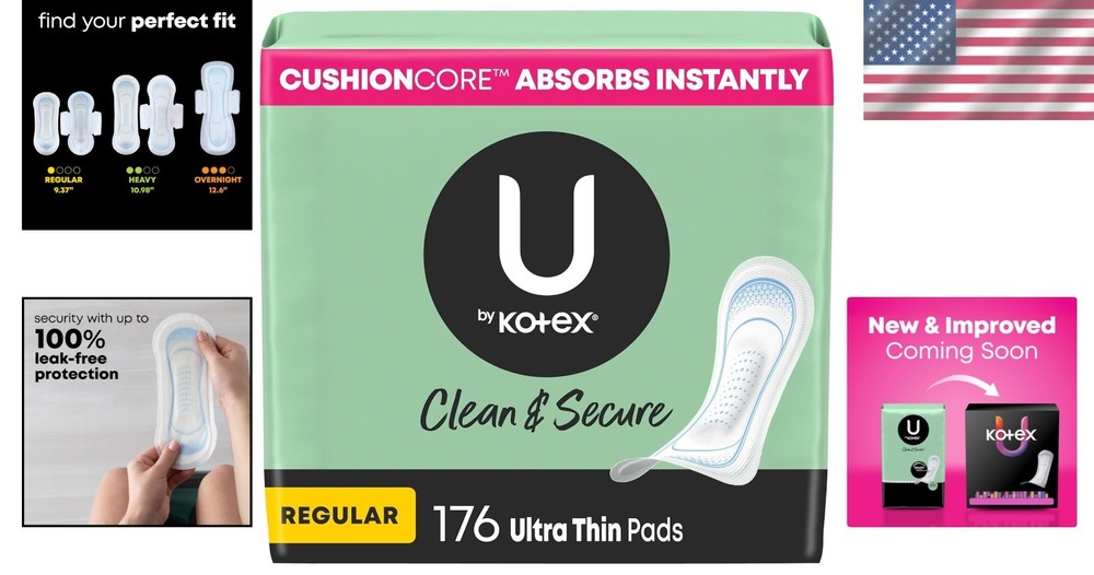 Hypoallergenic Menstrual Pads, Regular Absorbency, 176 Count