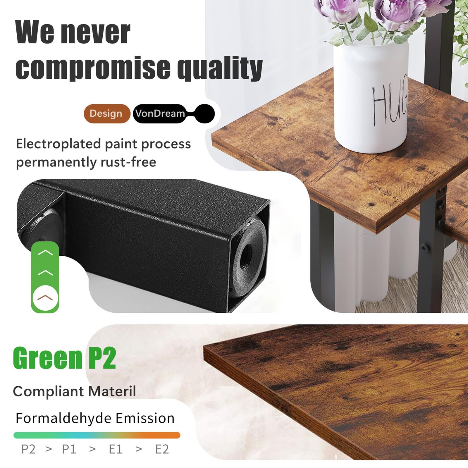 VonDream 4 Tier Plant Stand Indoor, Tiered Stands for Indoor Brown