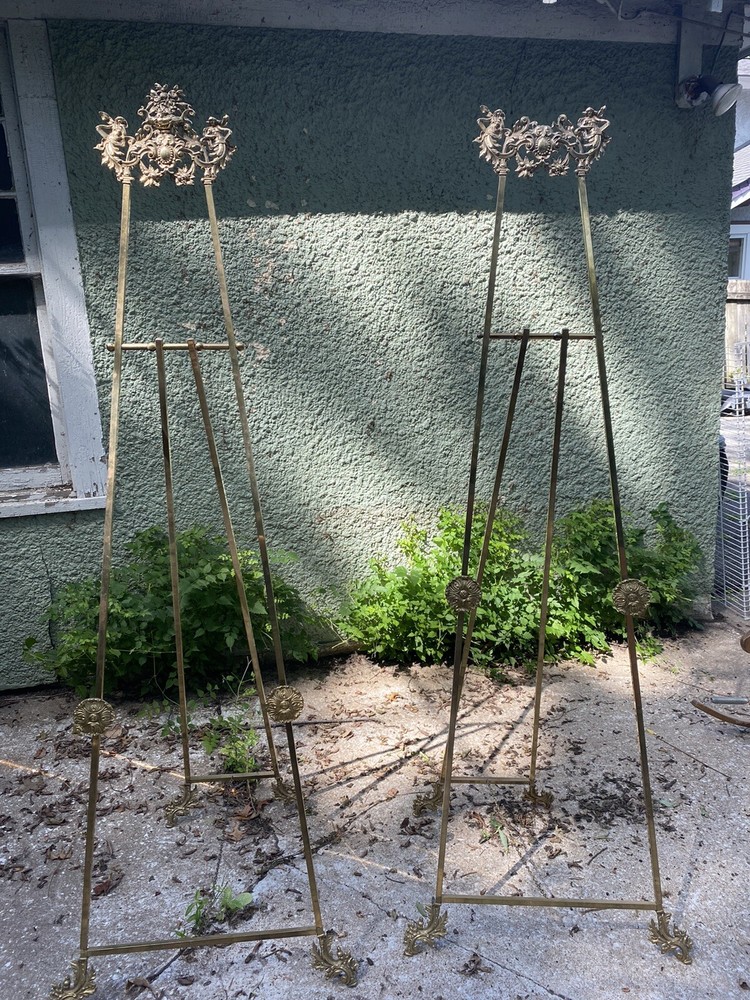 Vintage 6’ Ornate Brass Easels Adjustable