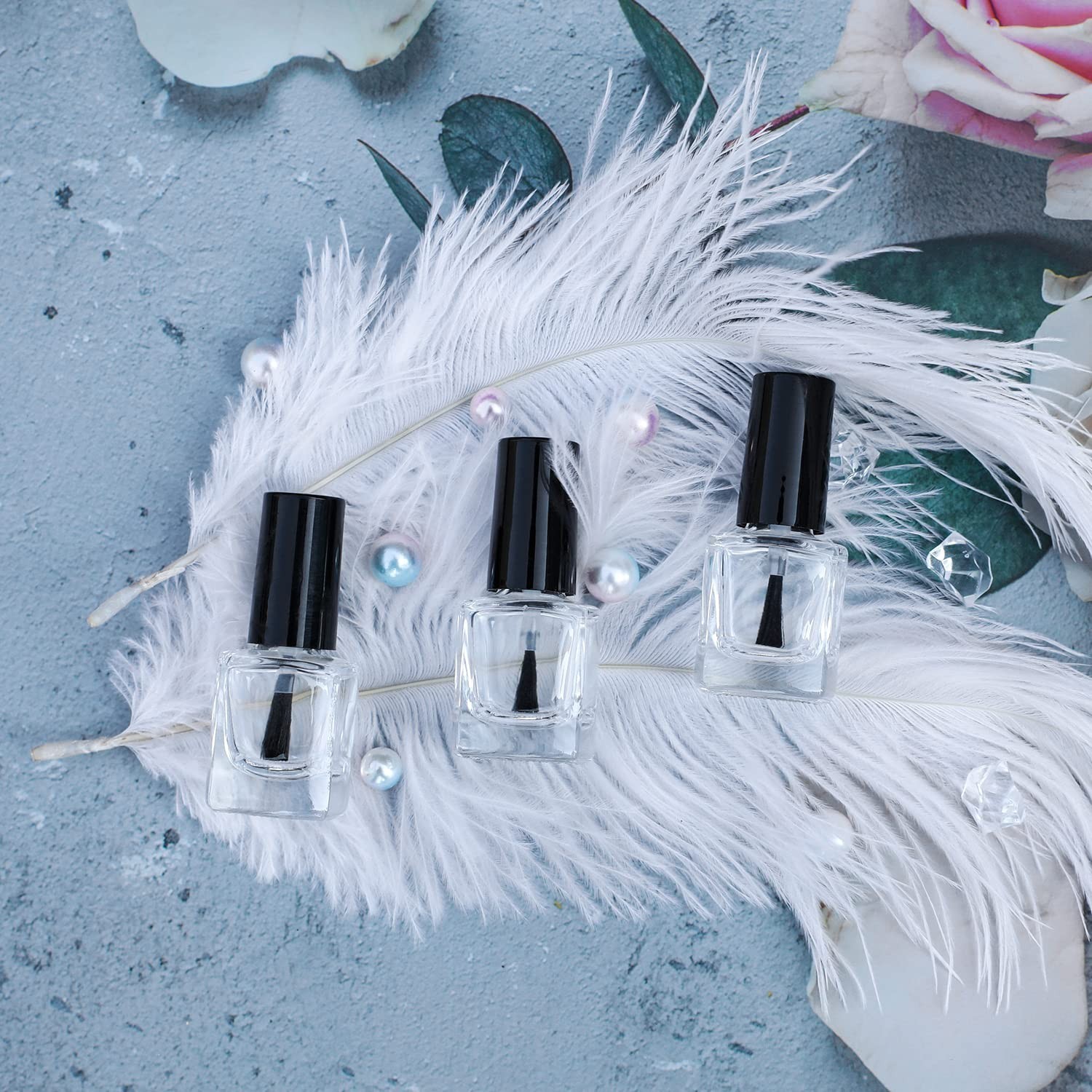 6PCS Empty Nail Polish Bottles with Funnel, Empty Fingernail Polish Bottles G...