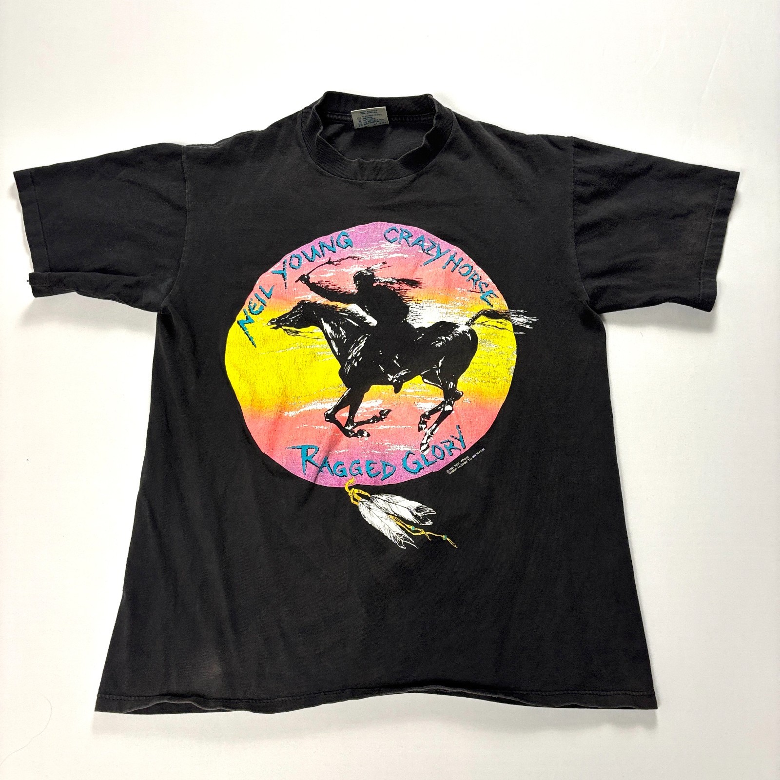 Vintage Neil Young Crazy Horse Ragged Glory Concert Tour Shirt Sz S/M Brockum