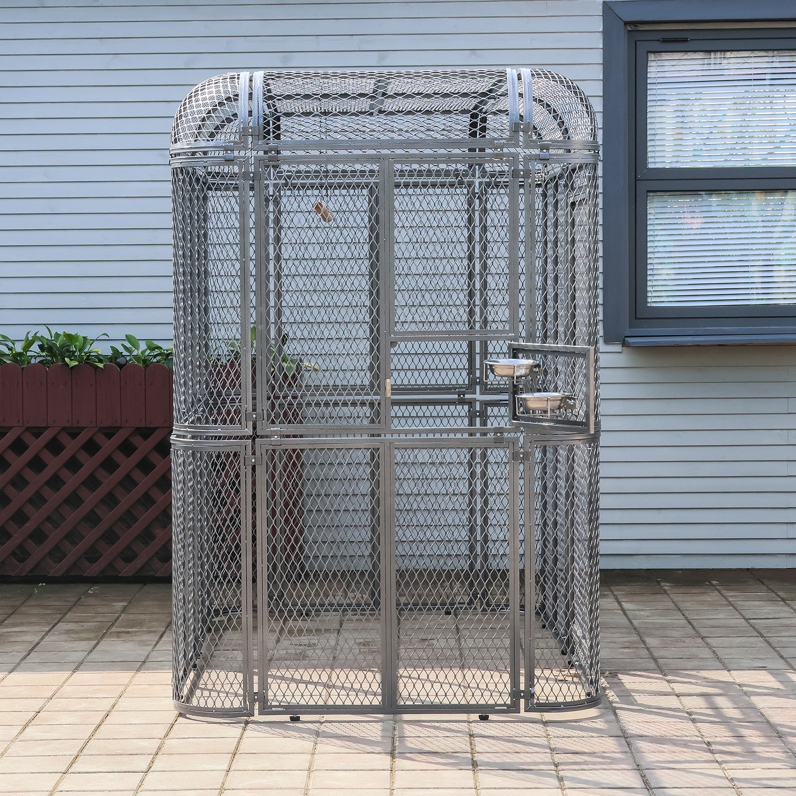 Large Walk-in Silver Flight Bird Cage Aviary Parrot Macaw Finch Metal Aviary
