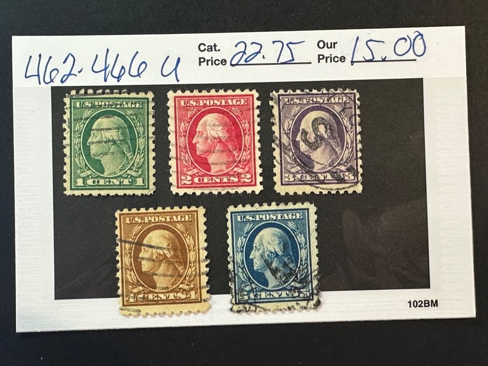 Scott # 462-466  Used    2024 Scott Catalogue Value $ 22.75