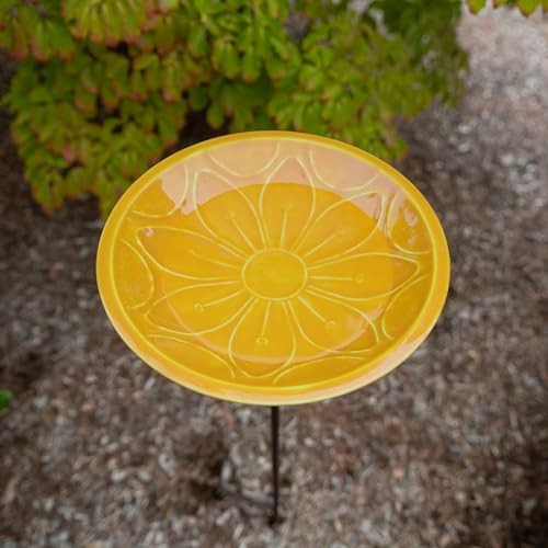 12" Sunflower Lolly Birdbaths with Stake