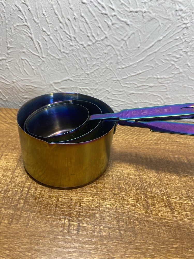 iridescent rainbow stainless steel measuring cups