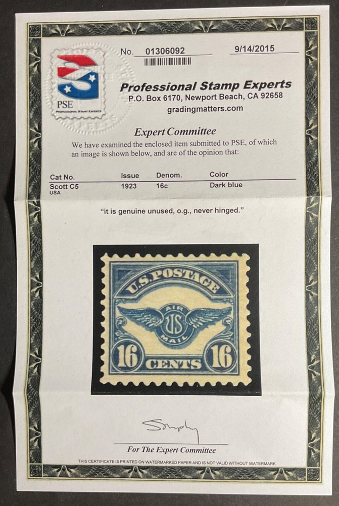 #C5 MNH with PSE Certificate # 01306092