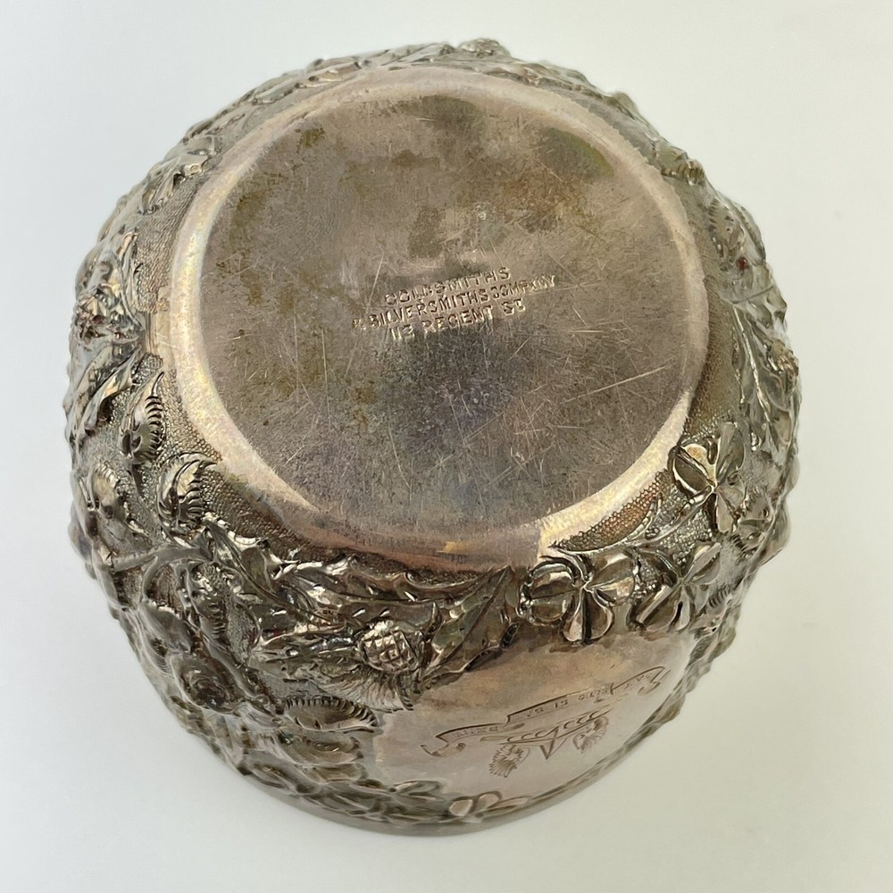 Antique Solid Silver Rose Clover Thistle Jug & Bowl Goldsmiths & Silversmiths