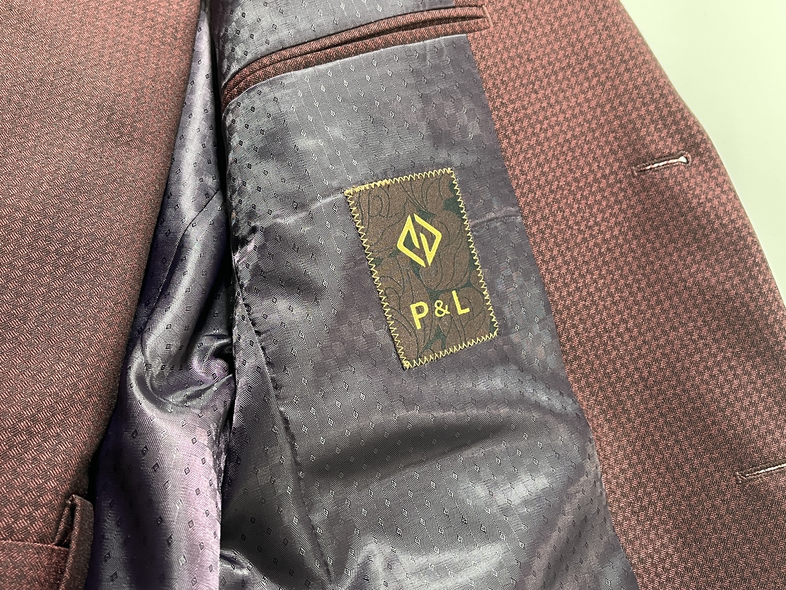 Mens P And L Burgundy Two Piece Slim Fit Suit NEW