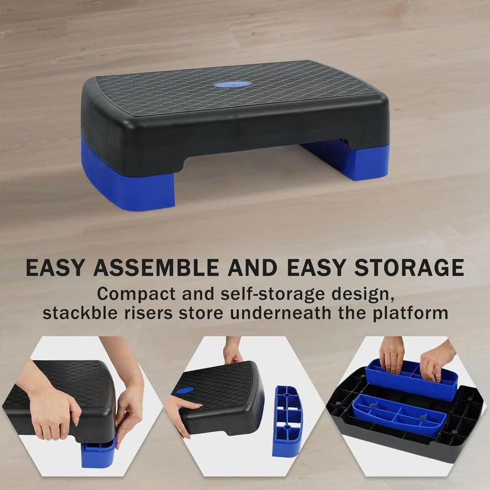 Fitvids 18 Workout Aerobic Stepper Step Platform with 2 Risers, Multiple Colors