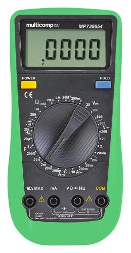 1pc MULTICOMP PRO 'MP730654 Digital Multimeter, Hand Held, 600V AC/DC, 10A