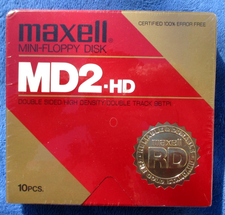 MAXELL mini-floppy disk, MD2-HD, 10pcs. NEW sealed