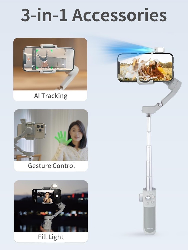 Feiyu VB4 AI Tracking Gimbal For Smartphone With Fill Light & AI Tracker Module