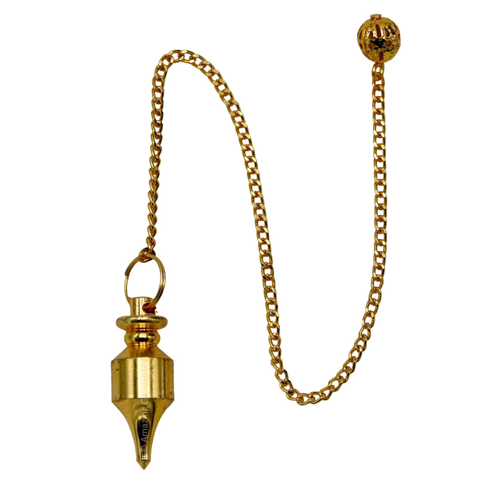 Gold Long Point Steel Copper Pendulum for Divination