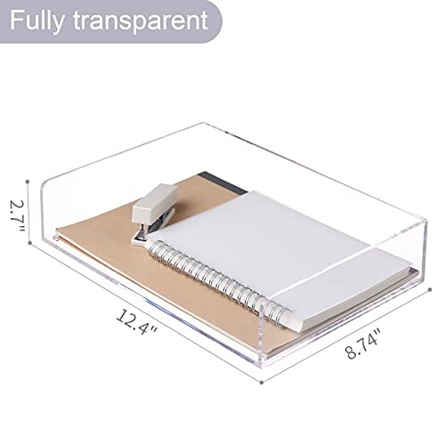 Acrylic Stackable Letter Tray Desk Organizer Horizontal Letter Tray, 2-Pack