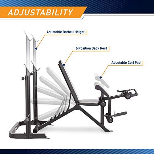Adjustable Olympic Weight Bench with Leg Developer and Squat Rack MD-879