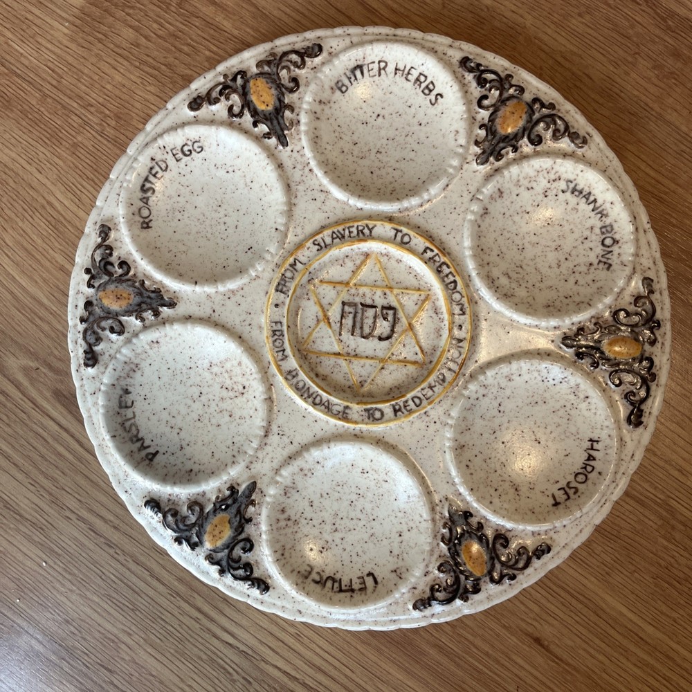 Unique Antique Ceramic Passover Seder Plate 10” Diameter