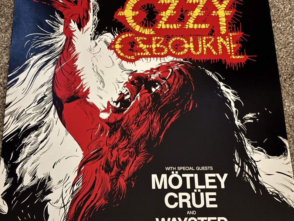 ORIGINAL OZZY OSBOURNE 1983 BARK AT THE MOON CONCERT TOUR POSTER-MOTLEY CRUE