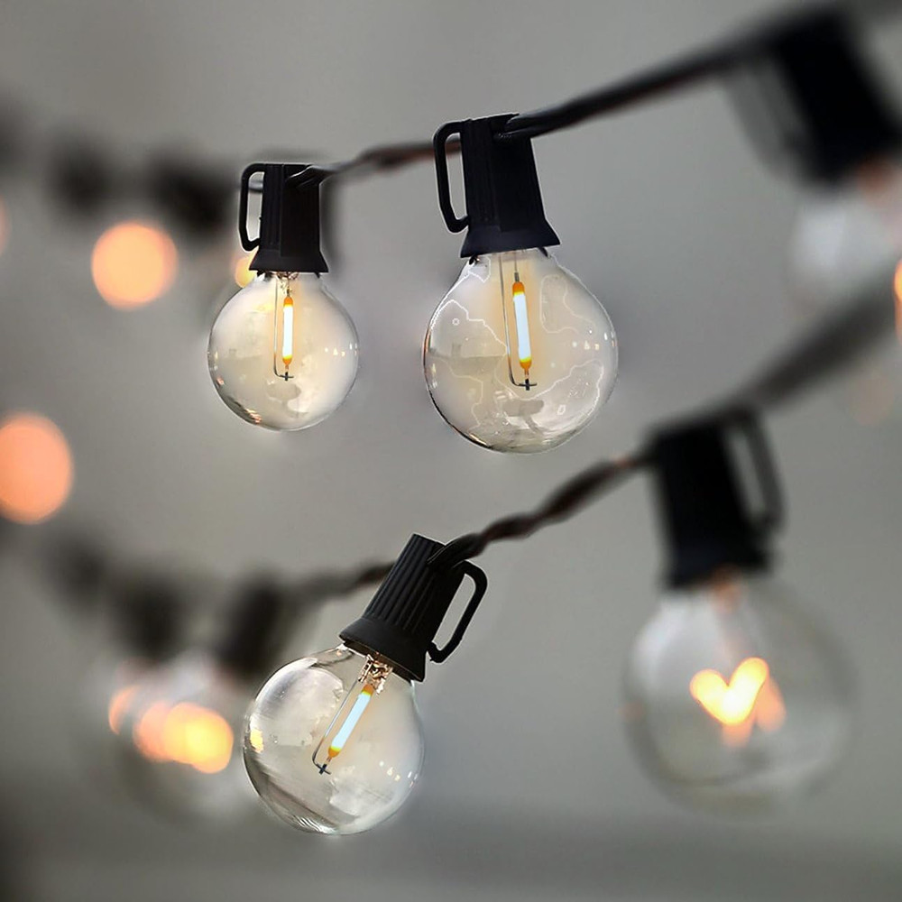String Lights, LED 25 Light Bulbs 25Ft G40 Globe String Lights with Bulbs for In