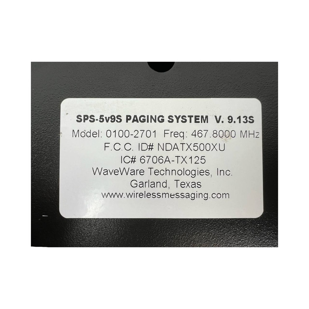 WAVEWARE SPS-5V9S PAGING SYSTEM 0100-2701 | NO Cables