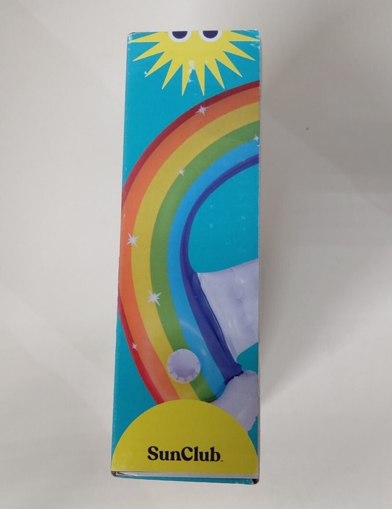 Inflatable Rainbow Pool Float with Seat and 2 Cup Holders