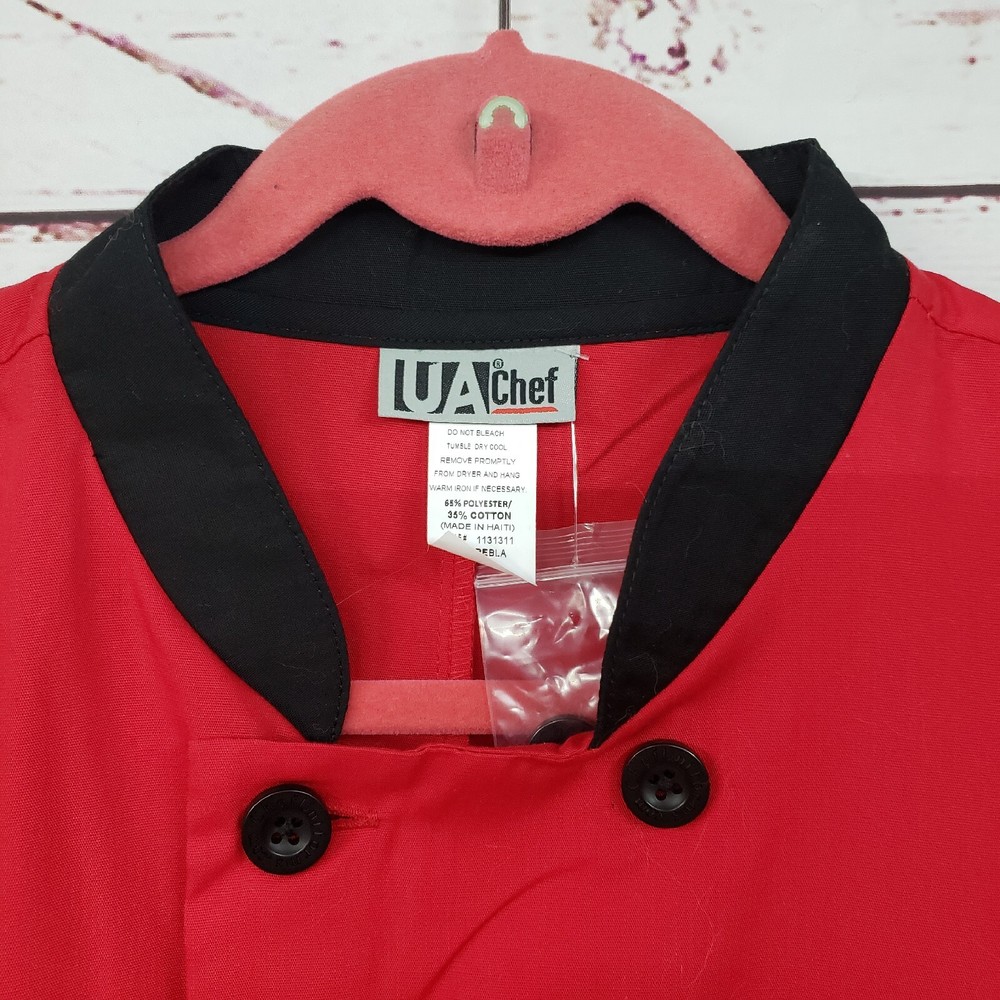 UA Uniforms Chefs Jacket - MEDIUM - Double Button Red & Black - NEW WITH TAGS