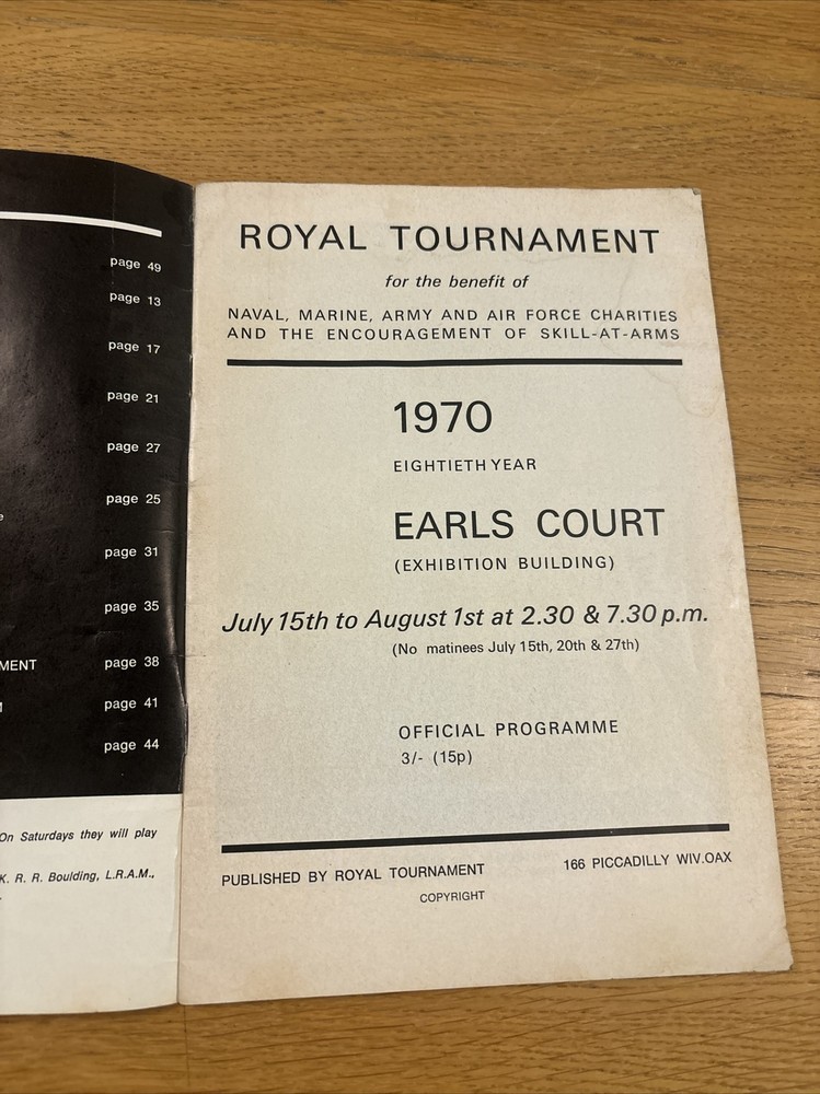 Royal Tournament 1970 Brochure