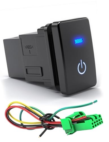 12V Blue LED Push Button Switch Waterproof Toggle with 4-Wire Connector Kit