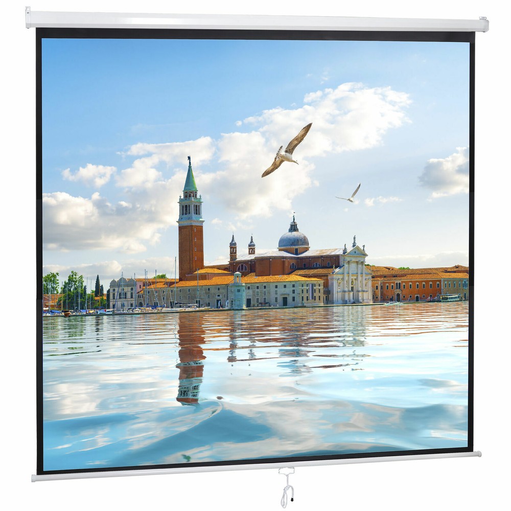 Matte 120" Projection Screen 84" x 84" Manual Pull Down Projector 160°View Angle