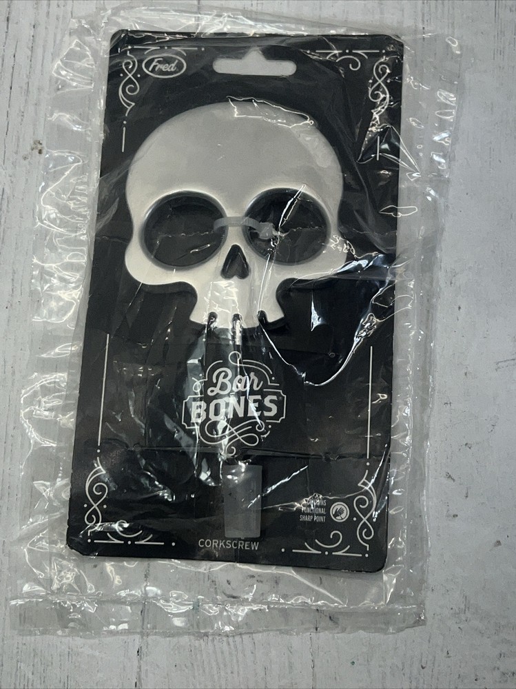 Bar Bones Fred Heavy Solid Metal Silver Skull Head Corkscrew New NIP
